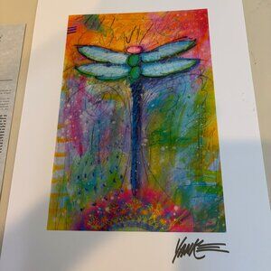 TIM YANKE "DRAGONFLY" 2024 LITHOGRAPH ON HEAVY SILK COVER PAPER 12 1/4" X 9 1/8"